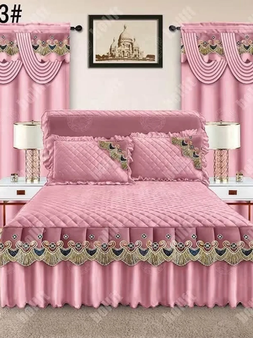 Bedspread 5pc Set with Decorative Embroidered Trim